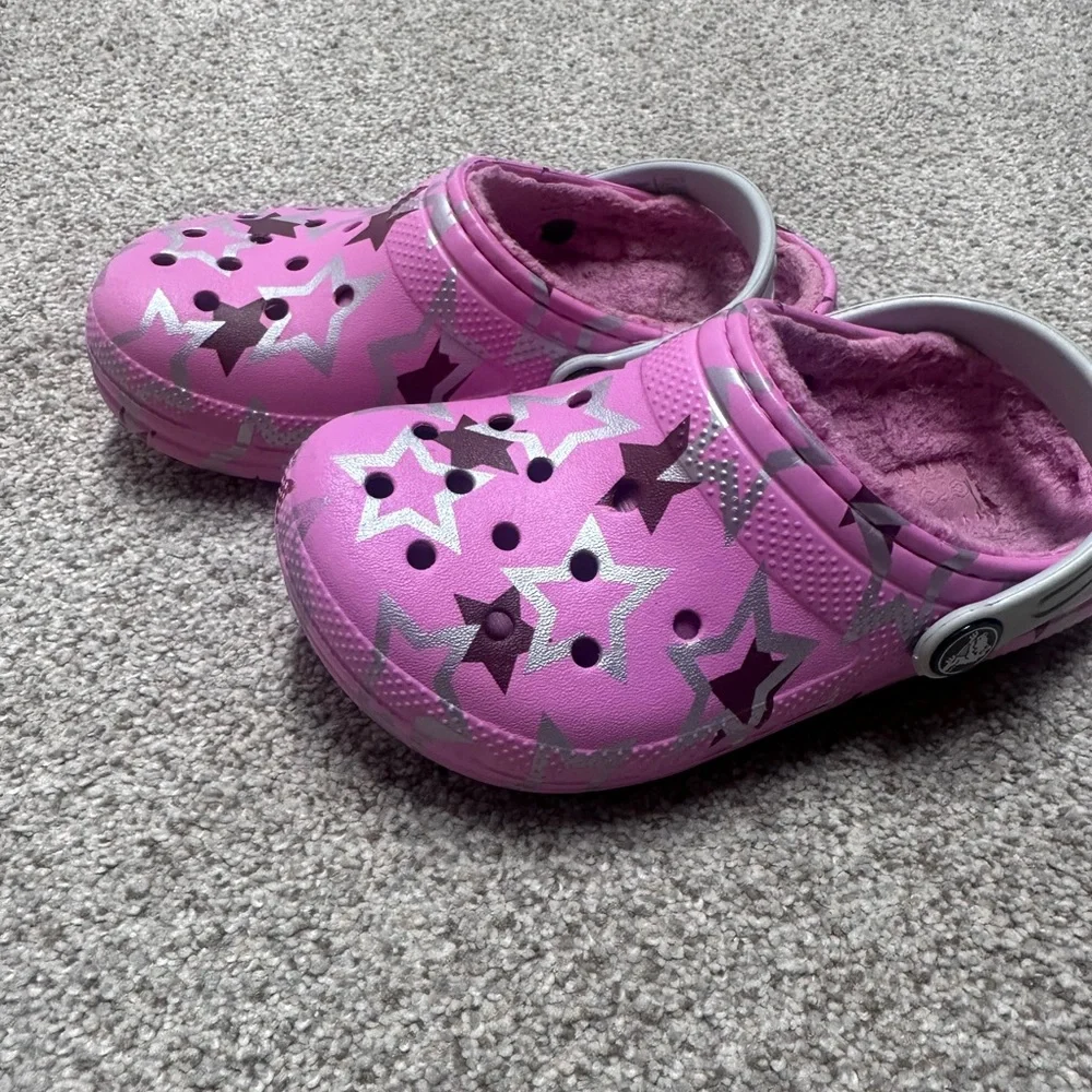 Little Kids Pink Star Pattern Crocs SZ 12